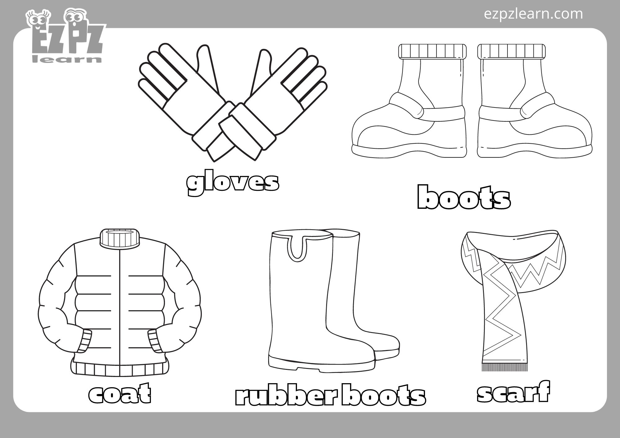 Winter Clothes Coloring page20   Ezpzlearn.com