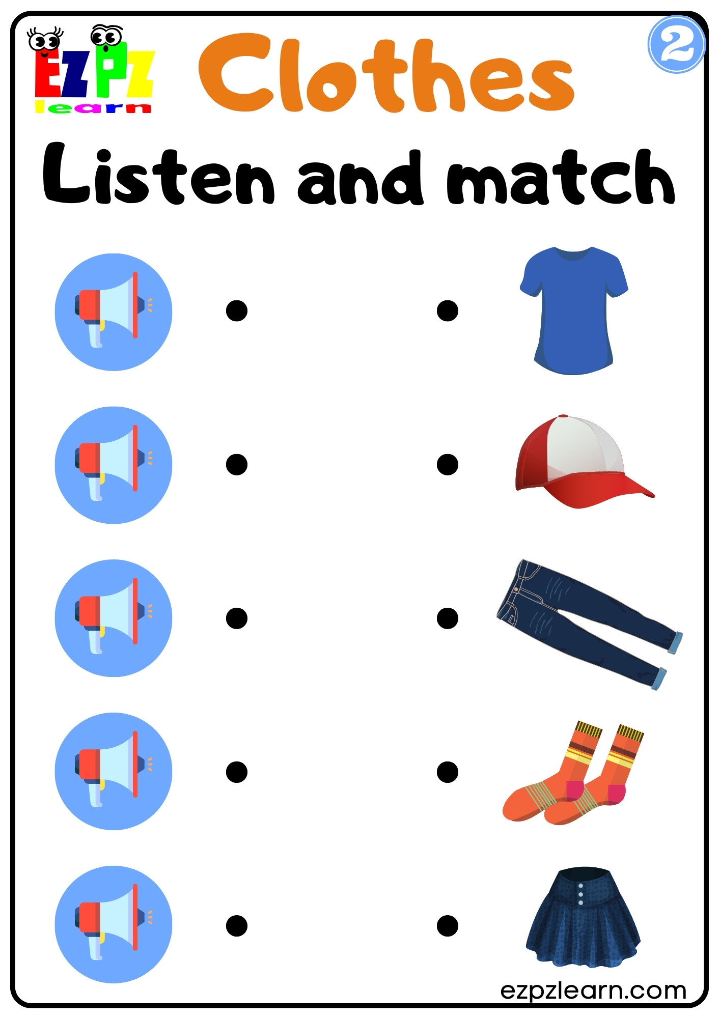 Interactive Clothes Worksheet Listen and Match the Correct Images ...